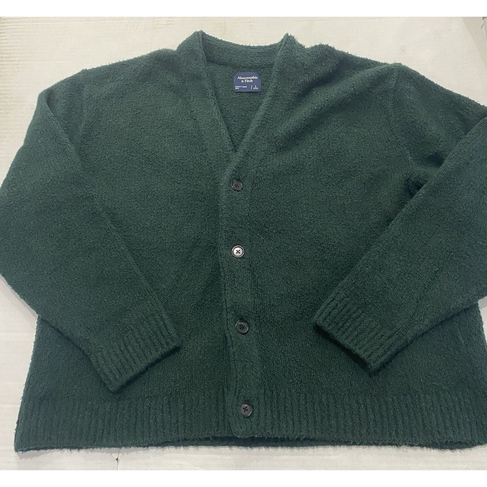 Abercrombie & Fitch Black Green Cardigan Sweater. 4 Buttons. Men's Large